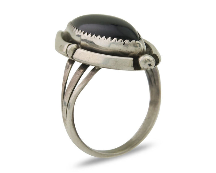 Navajo Handmade Ring 925 Silver Black Onyx Artist Signed SC C.80's
