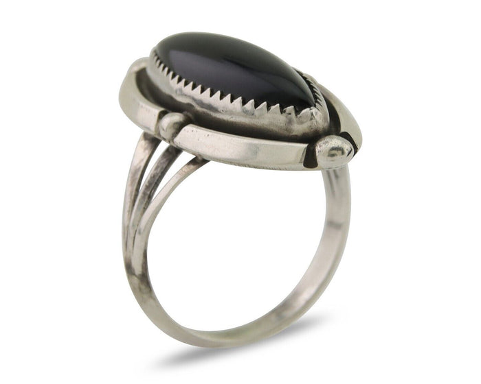 Navajo Handmade Ring 925 Silver Black Onyx Artist Signed SC C.80's