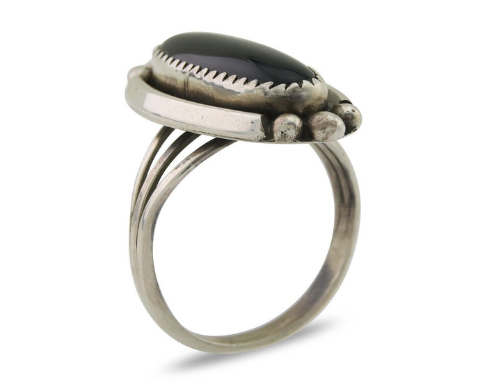 Navajo Handmade Ring 925 Silver Black Onyx Artist Signed SC C.80's