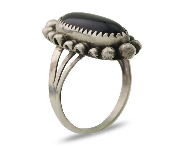 Navajo Handmade Ring 925 Silver Black Onyx Artist Signed SC C.80's