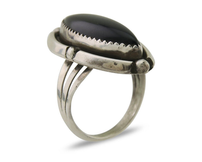 Navajo Handmade Ring 925 Silver Black Onyx Artist Signed SC C.80's