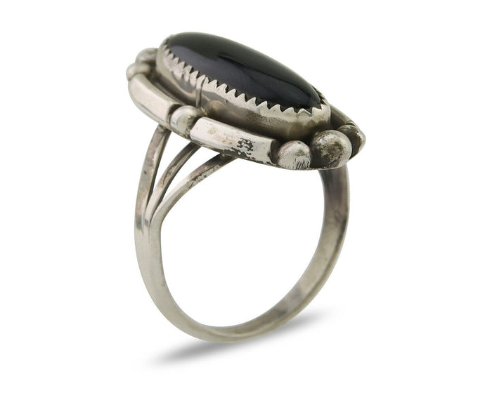 Navajo Handmade Ring 925 Silver Black Onyx Artist Signed SC C.80's