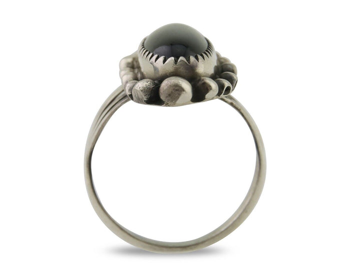 Navajo Handmade Ring 925 Silver Black Onyx Artist Signed SC C.80's
