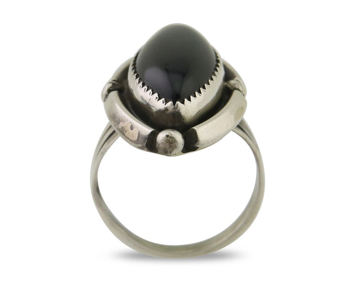 Navajo Handmade Ring 925 Silver Black Onyx Artist Signed SC C.80's