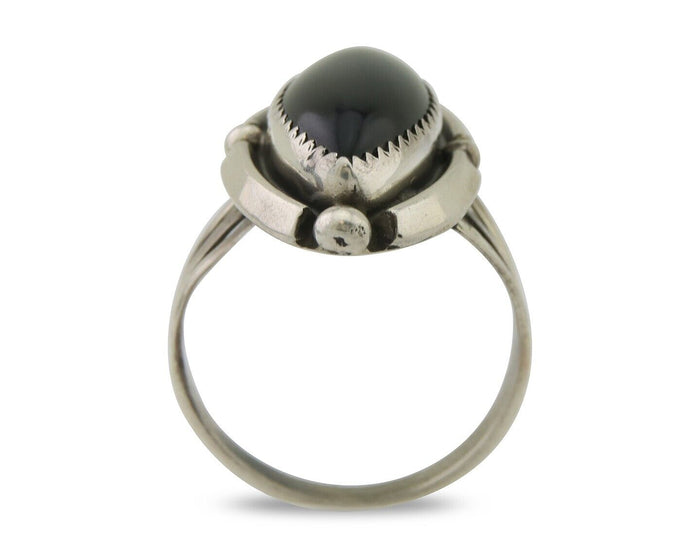 Navajo Handmade Ring 925 Silver Black Onyx Artist Signed SC C.80's