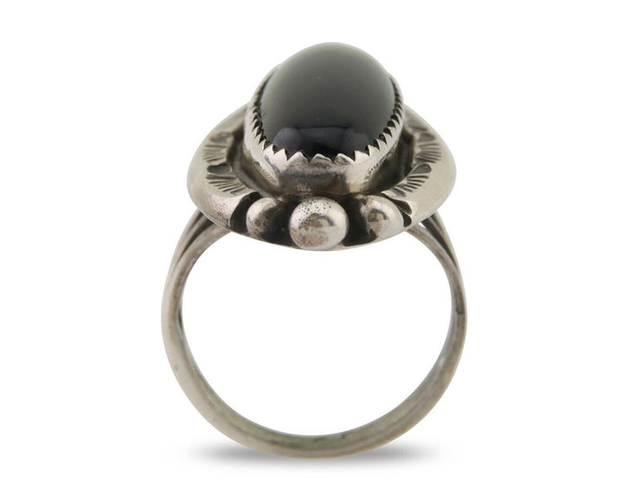 Navajo Handmade Ring 925 Silver Black Onyx Artist Signed SC C.80's