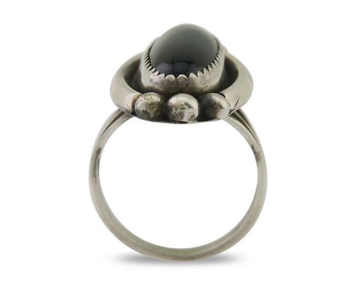 Navajo Handmade Ring 925 Silver Black Onyx Artist Signed SC C.80's