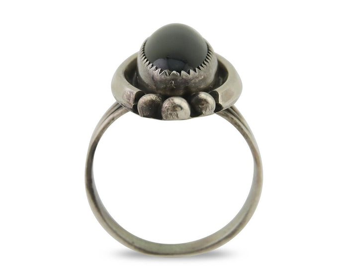 Navajo Handmade Ring 925 Silver Black Onyx Artist Signed SC C.80's