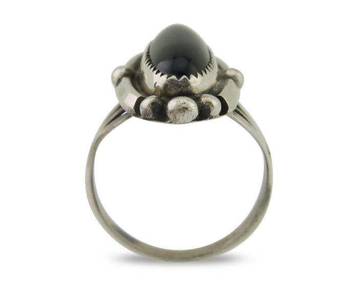 Navajo Handmade Ring 925 Silver Black Onyx Artist Signed SC C.80's