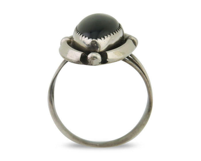 Navajo Handmade Ring 925 Silver Black Onyx Artist Signed SC C.80's
