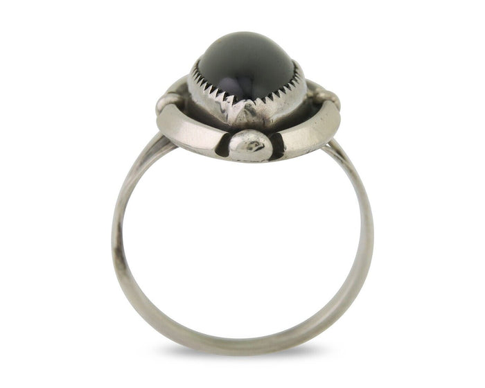 Navajo Handmade Ring 925 Silver Black Onyx Artist Signed SC C.80's