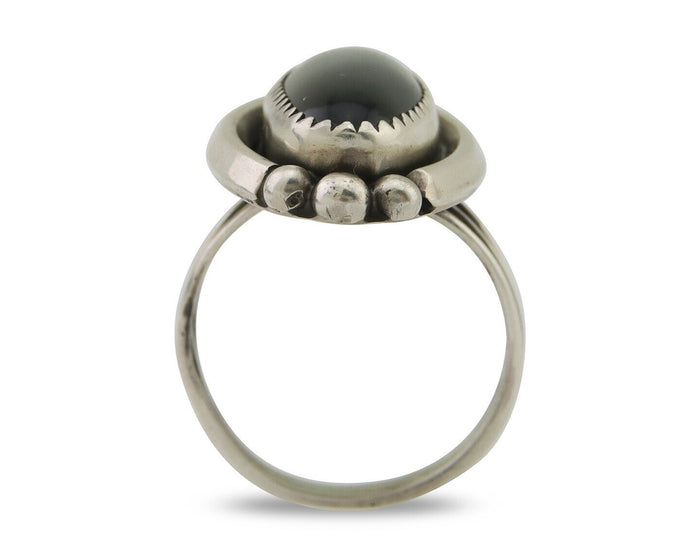 Navajo Handmade Ring 925 Silver Black Onyx Artist Signed SC C.80's