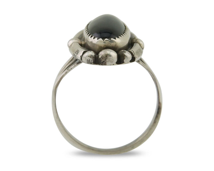 Navajo Handmade Ring 925 Silver Black Onyx Artist Signed SC C.80's