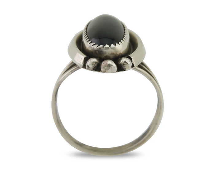Navajo Handmade Ring 925 Silver Black Onyx Artist Signed SC C.80's
