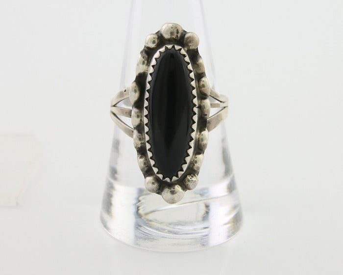 Navajo Handmade Ring 925 Silver Black Onyx Artist Signed SC C.80's