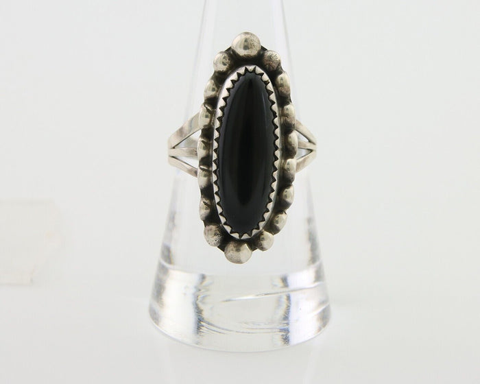 Navajo Handmade Ring 925 Silver Black Onyx Artist Signed SC C.80's