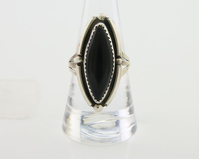 Navajo Handmade Ring 925 Silver Black Onyx Artist Signed SC C.80's