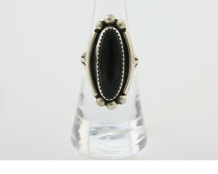 Navajo Handmade Ring 925 Silver Black Onyx Artist Signed SC C.80's