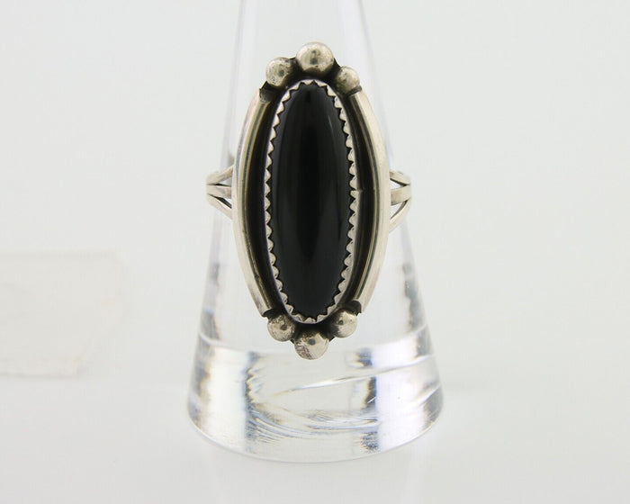 Navajo Handmade Ring 925 Silver Black Onyx Artist Signed SC C.80's