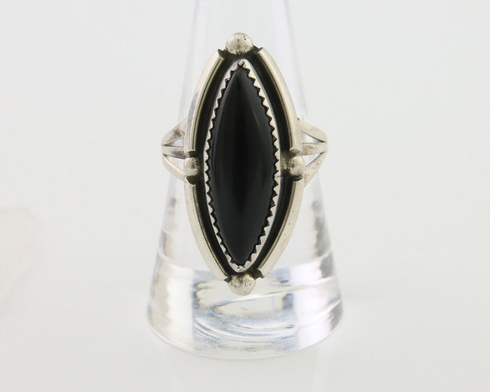 Navajo Handmade Ring 925 Silver Black Onyx Artist Signed SC C.80's
