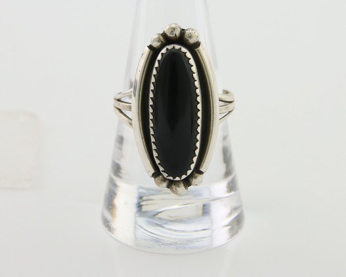 Navajo Handmade Ring 925 Silver Black Onyx Artist Signed SC C.80's