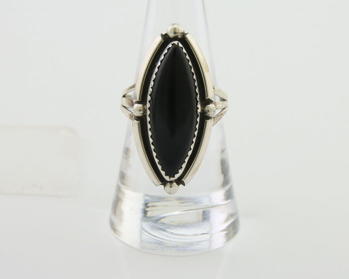 Navajo Handmade Ring 925 Silver Black Onyx Artist Signed SC C.80's