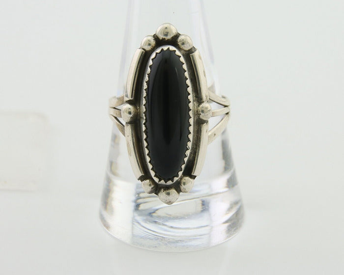 Navajo Handmade Ring 925 Silver Black Onyx Artist Signed SC C.80's
