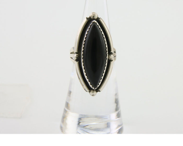 Navajo Handmade Ring 925 Silver Black Onyx Artist Signed SC C.80's