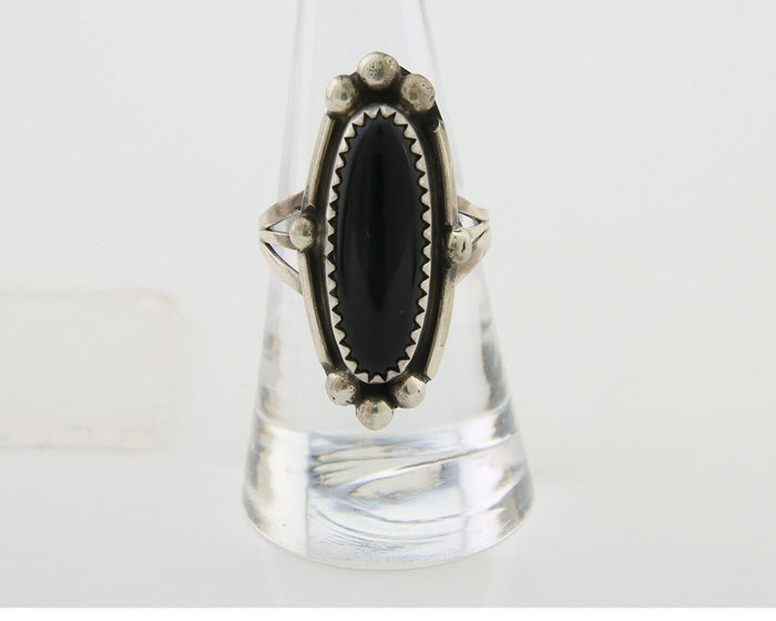 Navajo Handmade Ring 925 Silver Black Onyx Artist Signed SC C.80's