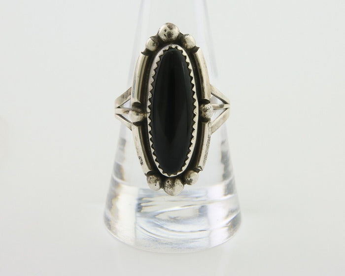 Navajo Handmade Ring 925 Silver Black Onyx Artist Signed SC C.80's