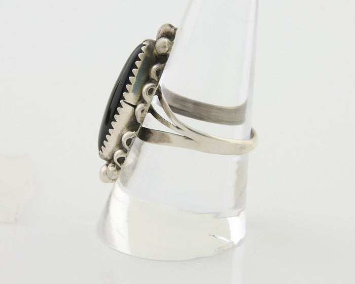Navajo Handmade Ring 925 Silver Black Onyx Artist Signed SC C.80's