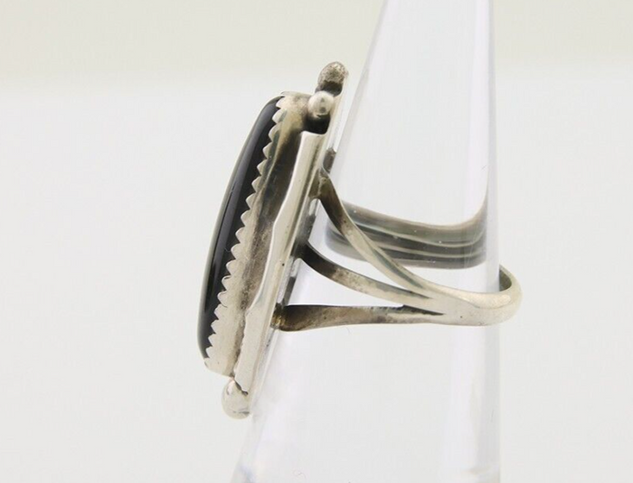 Navajo Handmade Ring 925 Silver Black Onyx Artist Signed SC C.80's