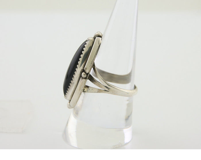 Navajo Handmade Ring 925 Silver Black Onyx Artist Signed SC C.80's