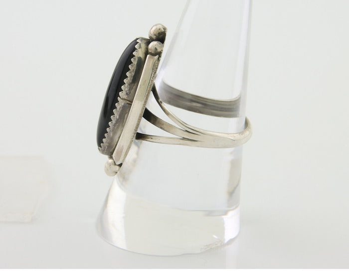 Navajo Handmade Ring 925 Silver Black Onyx Artist Signed SC C.80's