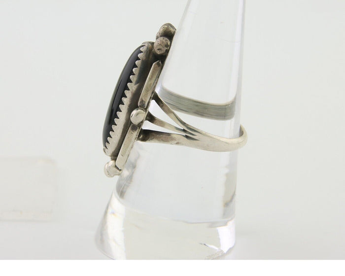 Navajo Handmade Ring 925 Silver Black Onyx Artist Signed SC C.80's