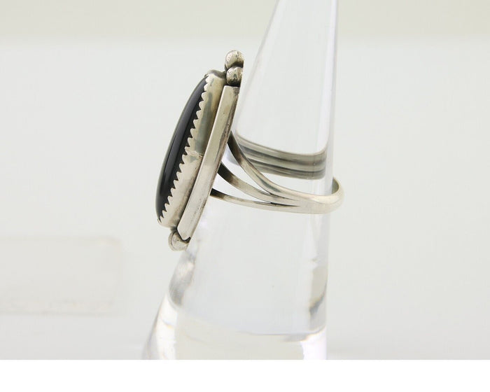 Navajo Handmade Ring 925 Silver Black Onyx Artist Signed SC C.80's