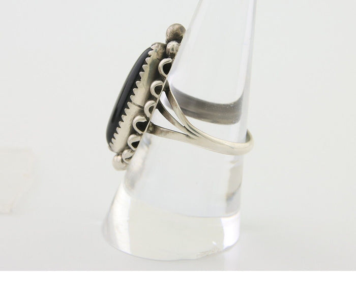 Navajo Handmade Ring 925 Silver Black Onyx Artist Signed SC C.80's