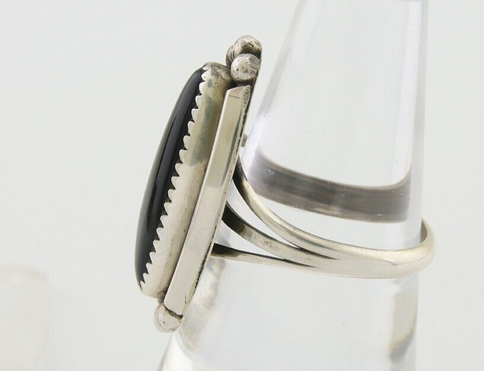 Navajo Handmade Ring 925 Silver Black Onyx Artist Signed SC C.80's