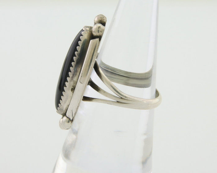 Navajo Handmade Ring 925 Silver Black Onyx Artist Signed SC C.80's