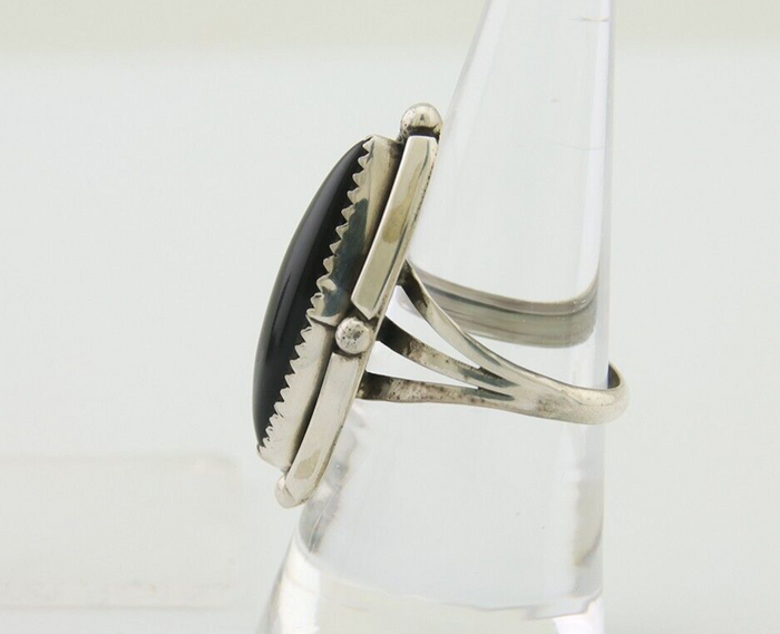 Navajo Handmade Ring 925 Silver Black Onyx Artist Signed SC C.80's