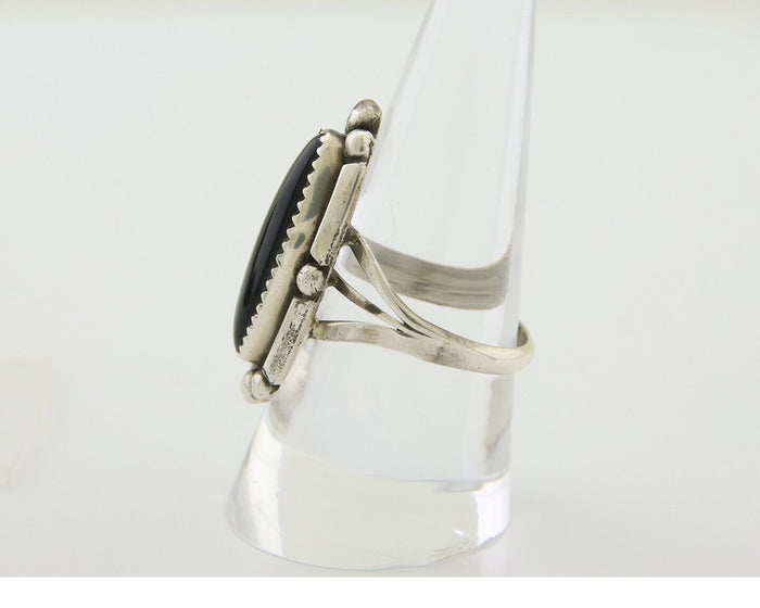 Navajo Handmade Ring 925 Silver Black Onyx Artist Signed SC C.80's
