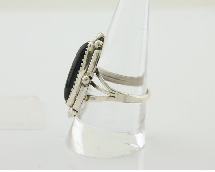 Navajo Handmade Ring 925 Silver Black Onyx Artist Signed SC C.80's