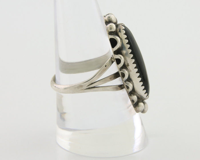 Navajo Handmade Ring 925 Silver Black Onyx Artist Signed SC C.80's