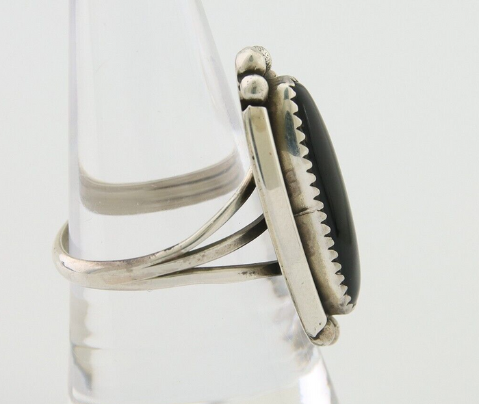 Navajo Handmade Ring 925 Silver Black Onyx Artist Signed SC C.80's