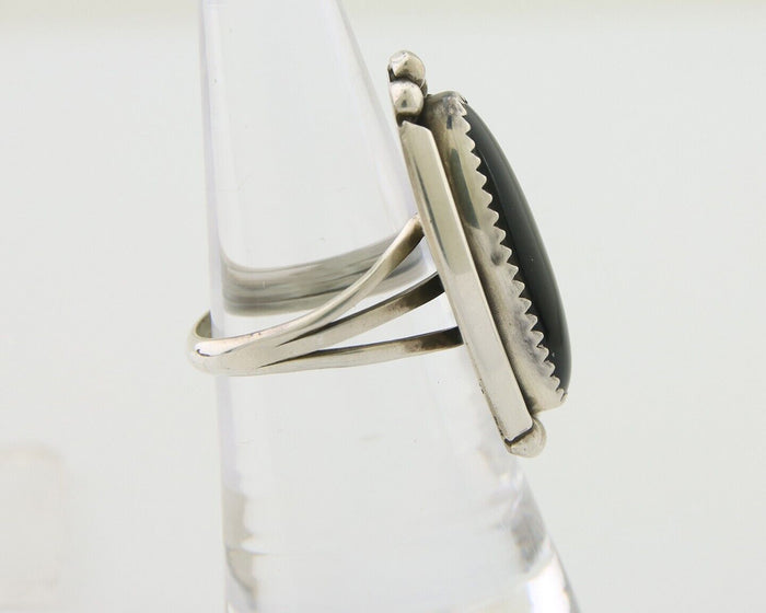 Navajo Handmade Ring 925 Silver Black Onyx Artist Signed SC C.80's