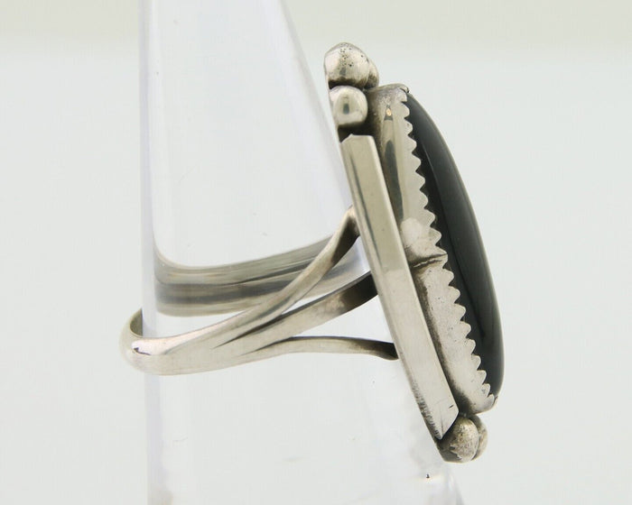 Navajo Handmade Ring 925 Silver Black Onyx Artist Signed SC C.80's