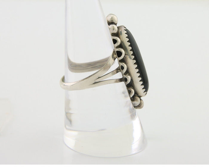 Navajo Handmade Ring 925 Silver Black Onyx Artist Signed SC C.80's