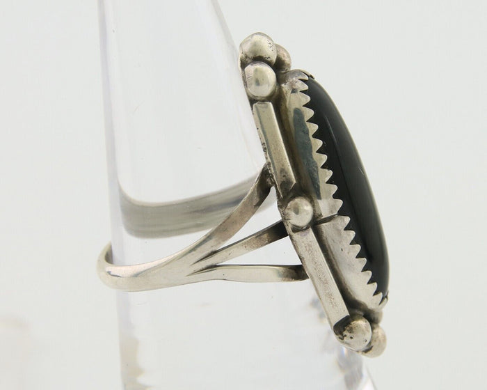 Navajo Handmade Ring 925 Silver Black Onyx Artist Signed SC C.80's