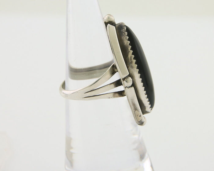 Navajo Handmade Ring 925 Silver Black Onyx Artist Signed SC C.80's