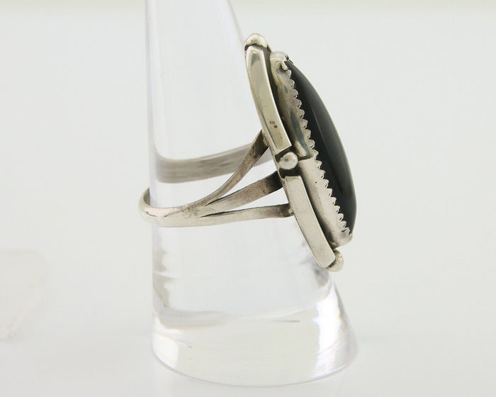 Navajo Handmade Ring 925 Silver Black Onyx Artist Signed SC C.80's